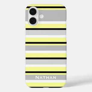 Grijs en Geel, stijlvol, gepersonaliseerd iPhone 16 Plus Hoesje