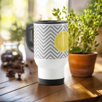Grijs en Gele Chevrons Aangepast monogram
