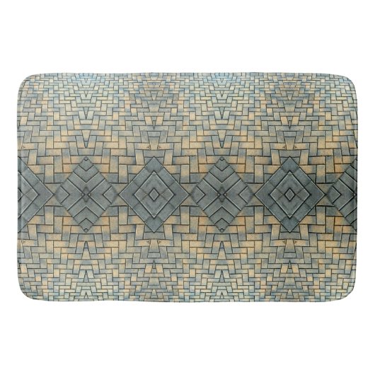 Grijs en Gele Mozaïekbrick Badmat (Voorkant)