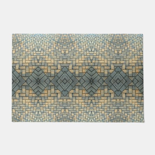 Grijs en Gele Mozaïekbrick Deurmat (Voorkant)