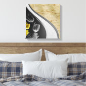 Grijs en Gele tulpen op textuur Canvas Afdruk (Insitu (Slaapkamer))