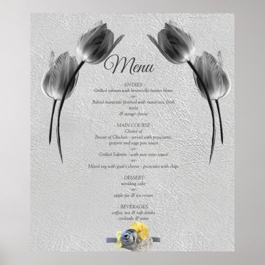 Grijs en Gele tulpen op textuur Poster (Voorkant)