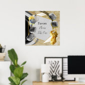 Grijs en Gele tulpen op textuur Poster (Thuiskantoor)