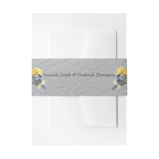 Grijs en Gele tulpen op textuur Uitnodigingen Wikkel (Voorkant Voorbeeld)