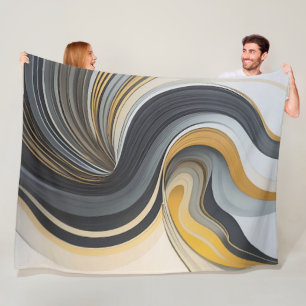 Grijs en Goud Abstract Ontwerp Fleece Deken