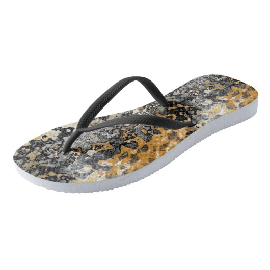 Grijs en Goud Abstract Teenslippers (Schuin)