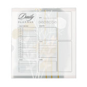 Grijs en goud abstracte botanische dagelijkse plan notitieblok (Voorkant)