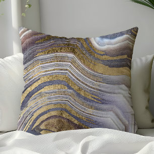 Grijs en goud agaat edelsteen geode modern trendy kussen