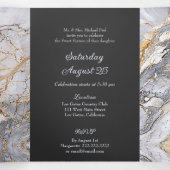 Grijs en Goud Marmer Zoet 16 Feest Uitnodiging (Binnenkant midden)