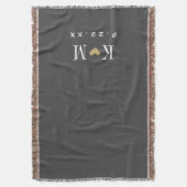 Grijs en Goud Modern Huwelijk Monogram Deken (Voorkant Verticaal)