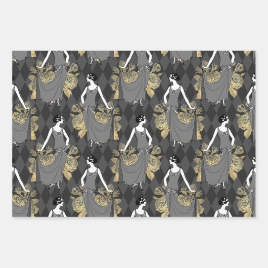 Grijs en Goud Parijs Inpakpapier Vel (Voorkant 2)