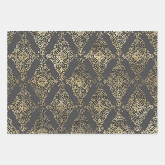 Grijs en Goud Parijs Inpakpapier Vel (Voorkant)