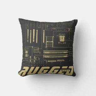 grijs en goud RUGED GEEK-moederbord Kussen