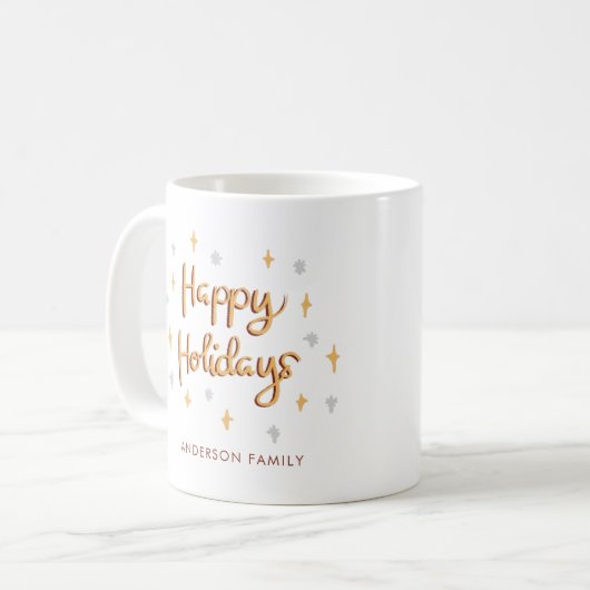 Grijs en Goud Sparkly Prettige feestdagen Koffiemok (Voorkant links)