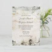 Grijs en Goud Waterverf Alpine Mountain Bruiloft | Kaart (Staand voorkant)