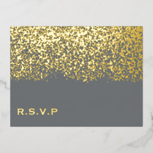 Grijs en Gouden Folie Bruiloft RSVP Folie Feestdagen Briefkaart