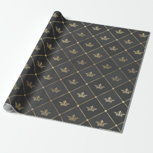 Grijs en Gouden Folie Paris Crown Cadeaupapier
