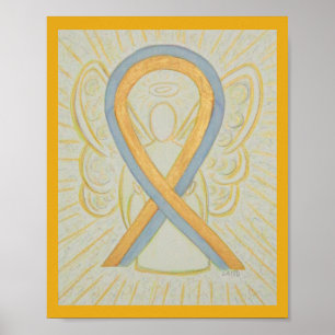 Grijs en Gouden Lint Bewustzijn Engel Poster