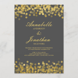 Grijs en Gouden Twinkle Moderne Huwelijksuitnodigi Kaart