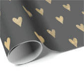 Grijs en gouden vintage hart Doodle Cadeaupapier (Rol Hoek)