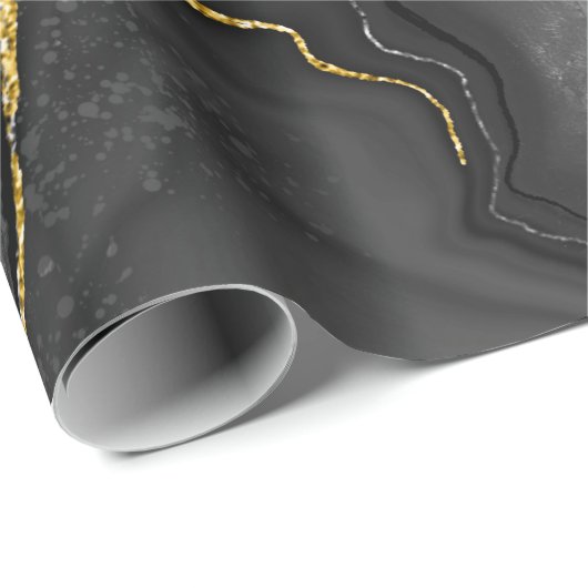 Grijs en goudmarmerontwerp cadeaupapier (Rol Hoek)