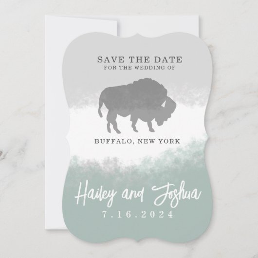 Grijs en Groen Buffalo Bewaar de Datum Kaart (Voorkant)