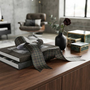 Grijs en groen tartan ruitjespatroon lint