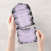 Grijs en lavendel Rozen All In One Uitnodiging (Afscheurbaar)