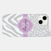 Grijs en Lila Dierenprint Monogram Case-Mate iPhone Case (Achterkant (horizontaal))