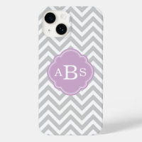 Grijs en Lila Paarse Modern Chevron Monogram