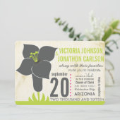 Grijs en Limoen  Modern Lily Wedding Invite Kaart (Staand voorkant)