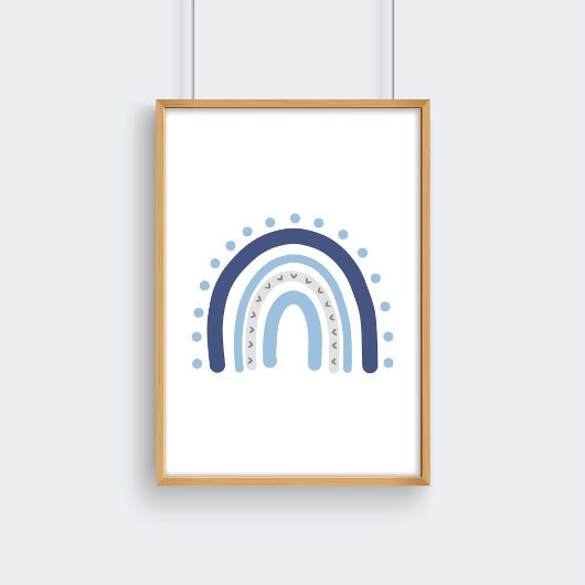 Grijs en marineblauwe jongenskamer regenboog decor poster