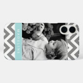 Grijs en Mint Zigzags Persoonlijke foto Case-Mate iPhone Case (Achterkant (horizontaal))