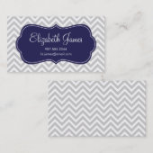 Grijs en Navy Blue Moderne Chevron Stripes Visitekaartje (Voorkant / Achterkant)