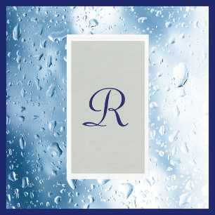 Grijs en Navy Blue Monogrammed Papier Gastenhanddo Servet