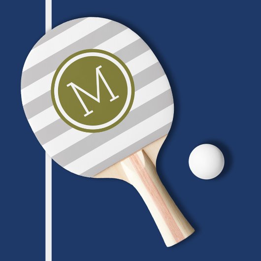 Grijs en Olive Preppy Strepen Monogram Tafeltennisbatje
