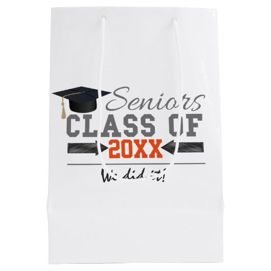 Grijs en Oranje Afstuderen Medium Cadeauzakje (Achterkant)