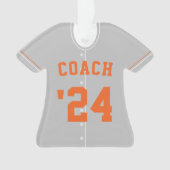 Grijs en Oranje Baseball Coach Team Jersey Ornamen Ornament (voorkant)