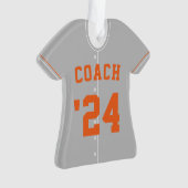 Grijs en Oranje Baseball Coach Team Jersey Ornamen Ornament (voorkant)