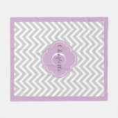 Grijs en Paars Chevron Monogram Fleece Deken (Voorkant (Horizontaal))
