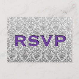 Grijs en Paars RSVP  Damask Wedding