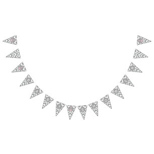 Grijs en pastel Roze Chevron Nautisch Baby shower Vlaggetjes