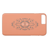 Grijs en PerzikMonogram iPhone Case (Achterkant (Horizontaal))