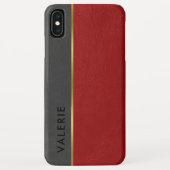 Grijs en rood kunstleder Case-Mate iPhone case (Achterkant)