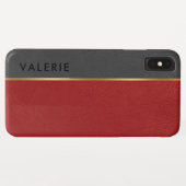 Grijs en rood  kunstleder Case-Mate iPhone case (Achterkant (horizontaal))