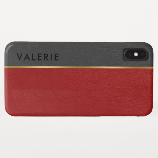 Grijs en rood kunstleder Case-Mate iPhone case (Achterkant (horizontaal))