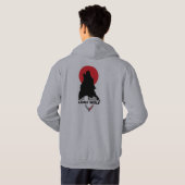 Grijs en Rood Lone Wolf Hoodie (Achterkant volledig)