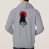 Grijs en Rood Lone Wolf Hoodie (Achterkant)