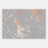 Grijs en Roos Goud Marmer Look Inpakpapier Vel (Voorkant 2)