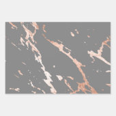 Grijs en Roos Goud Marmer Look Inpakpapier Vel (Voorkant)